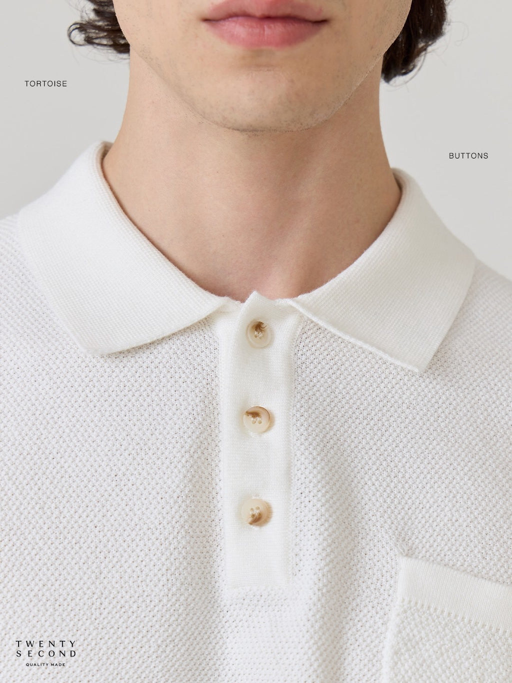 เสื้อโปโลถักริเวียร่า - สีขาว