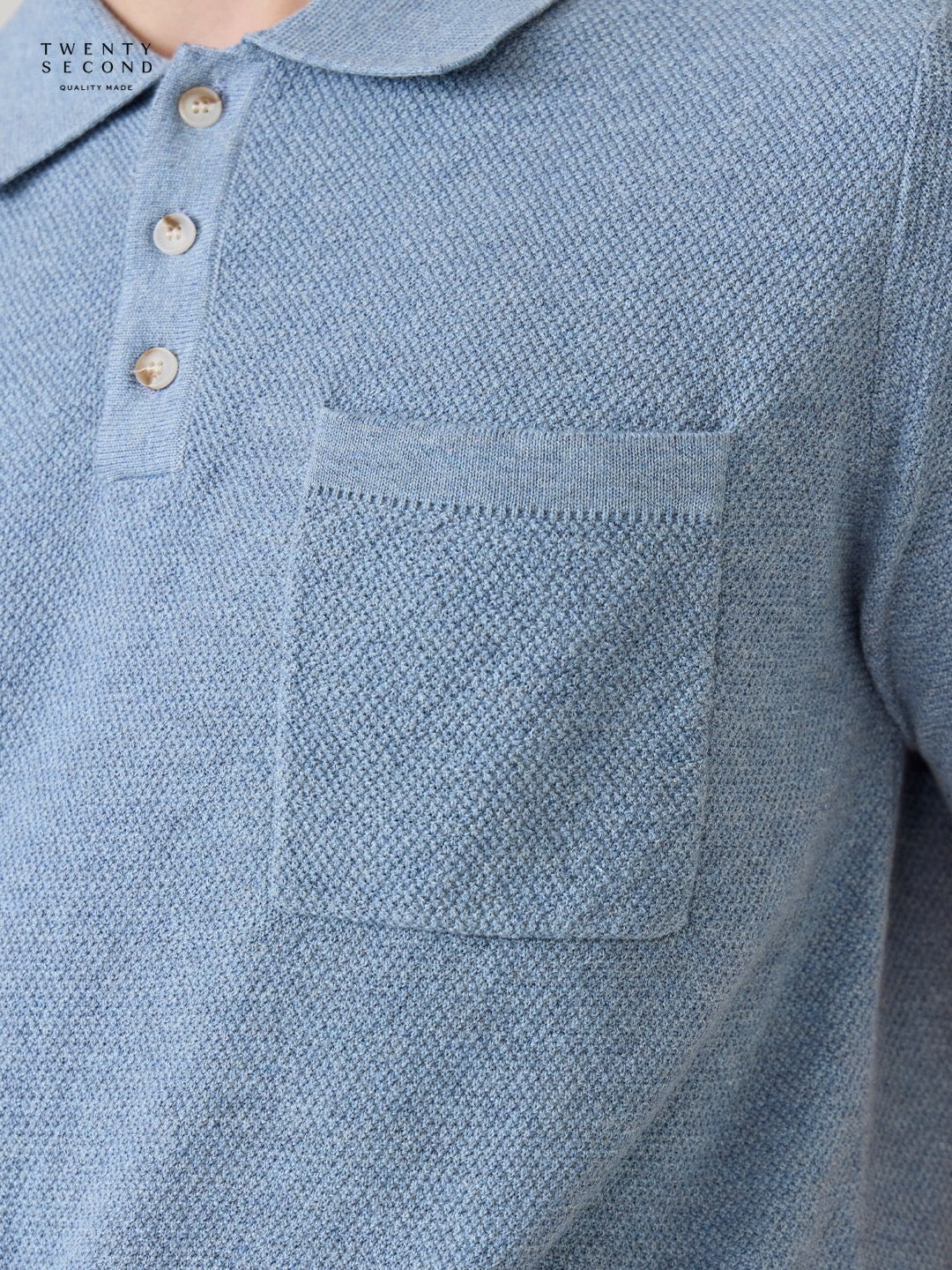 เสื้อโปโลถัก RIVIERA - สีน้ำเงิน