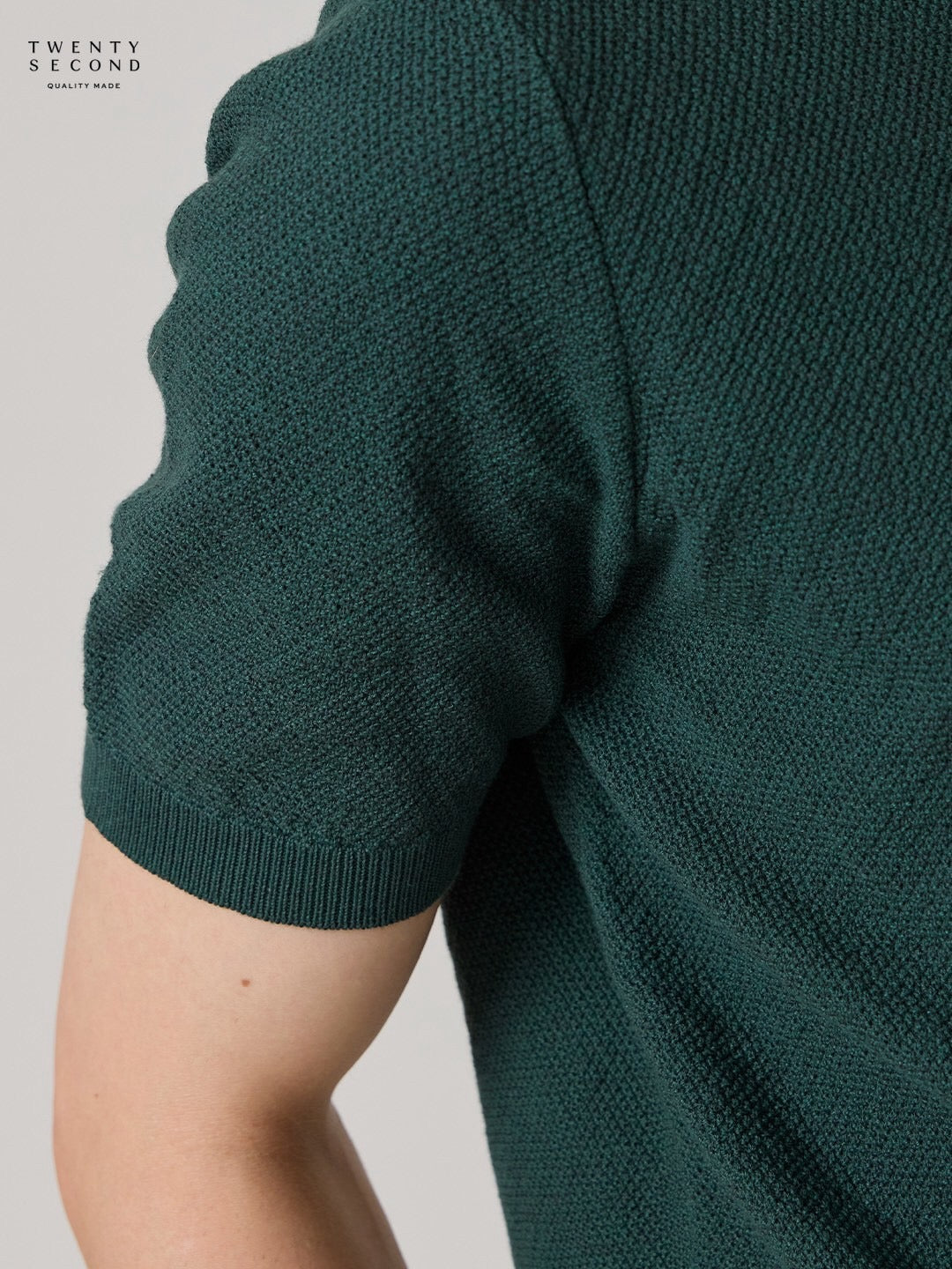 เสื้อโปโลถัก RIVIERA - สีเขียว