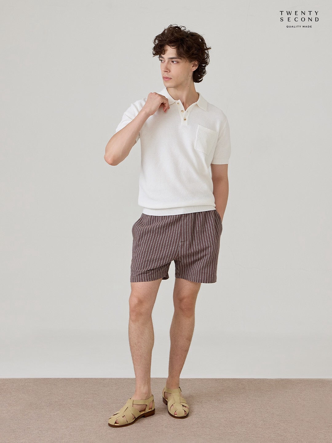 เสื้อโปโลถักริเวียร่า - สีขาว