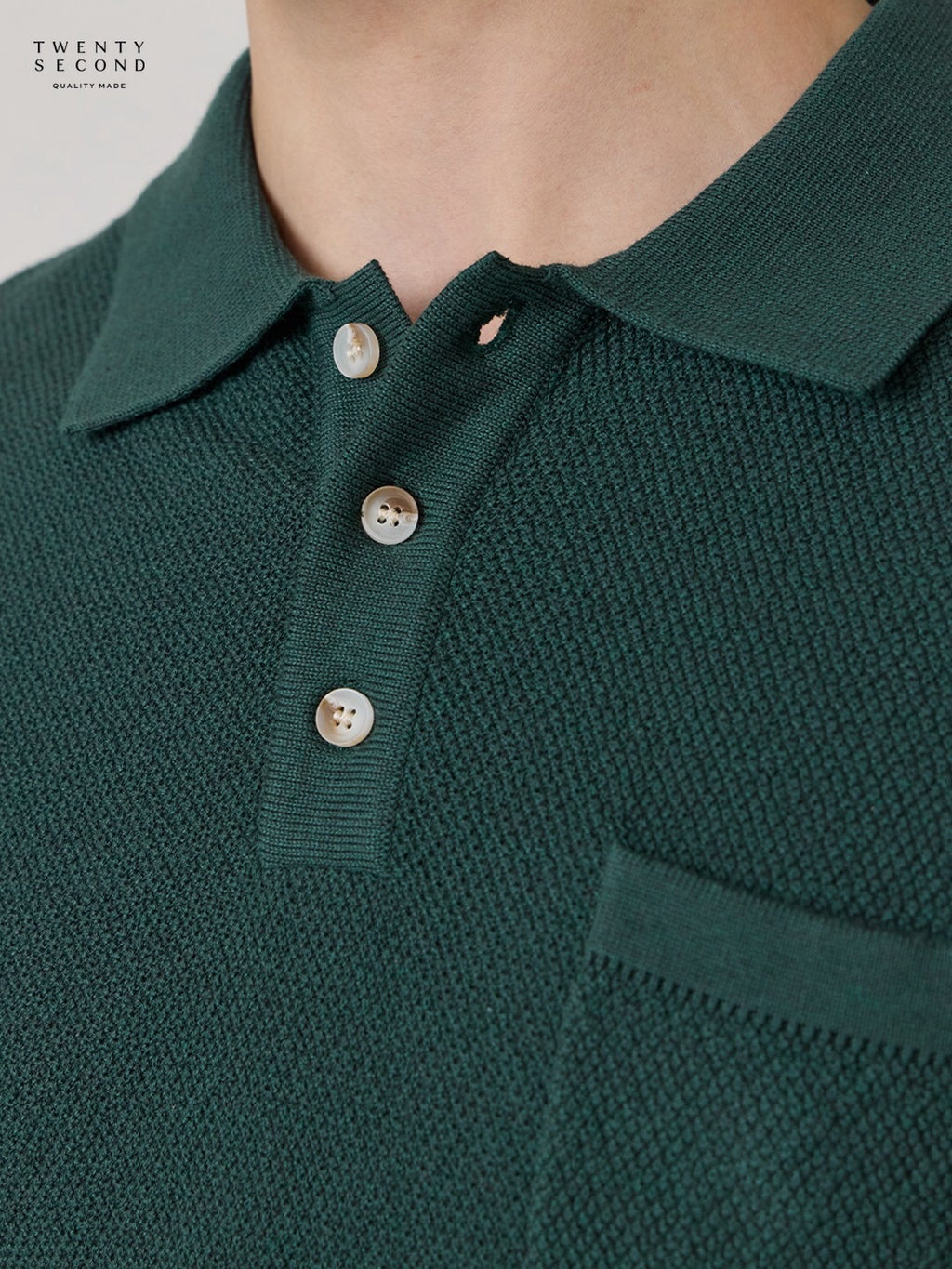เสื้อโปโลถัก RIVIERA - สีเขียว