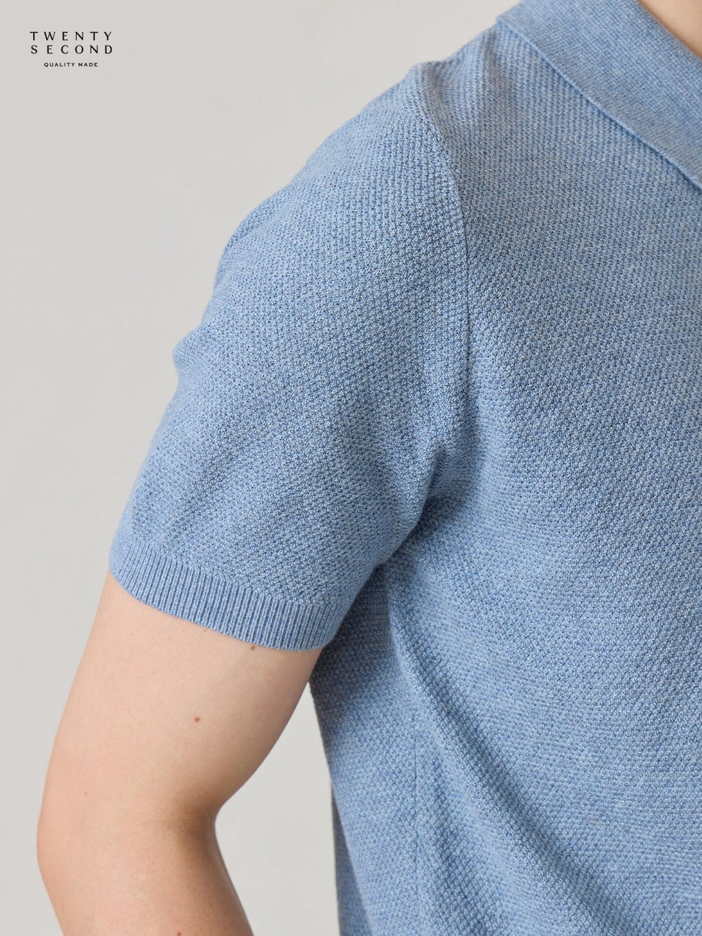เสื้อโปโลถัก RIVIERA - สีน้ำเงิน