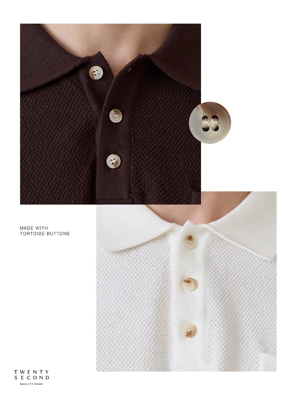 เสื้อโปโลถัก RIVIERA - สีน้ำตาล