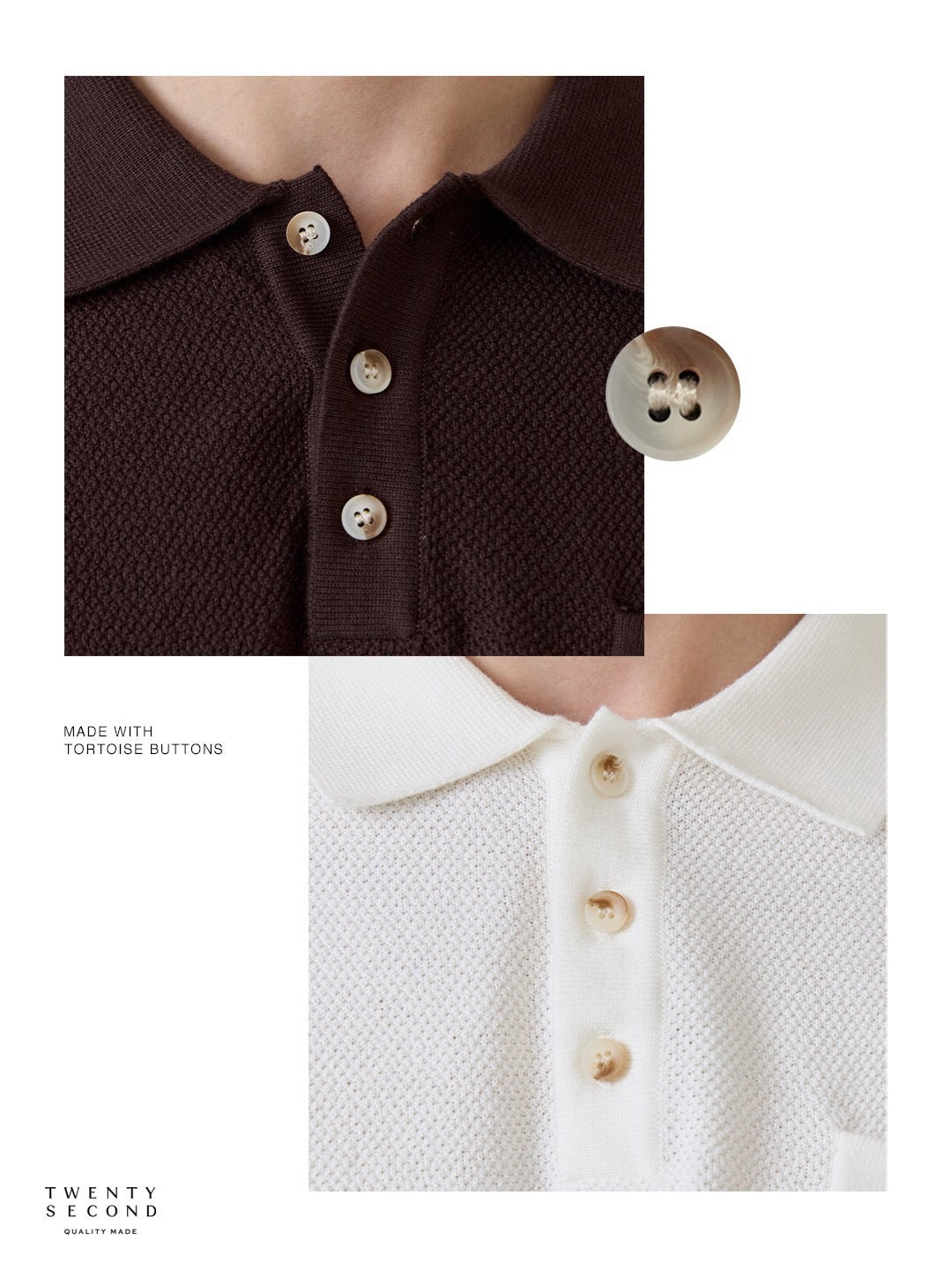 เสื้อโปโลถัก RIVIERA - สีน้ำตาล