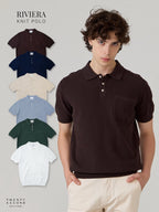 เสื้อโปโลถัก RIVIERA - สีน้ำเงิน