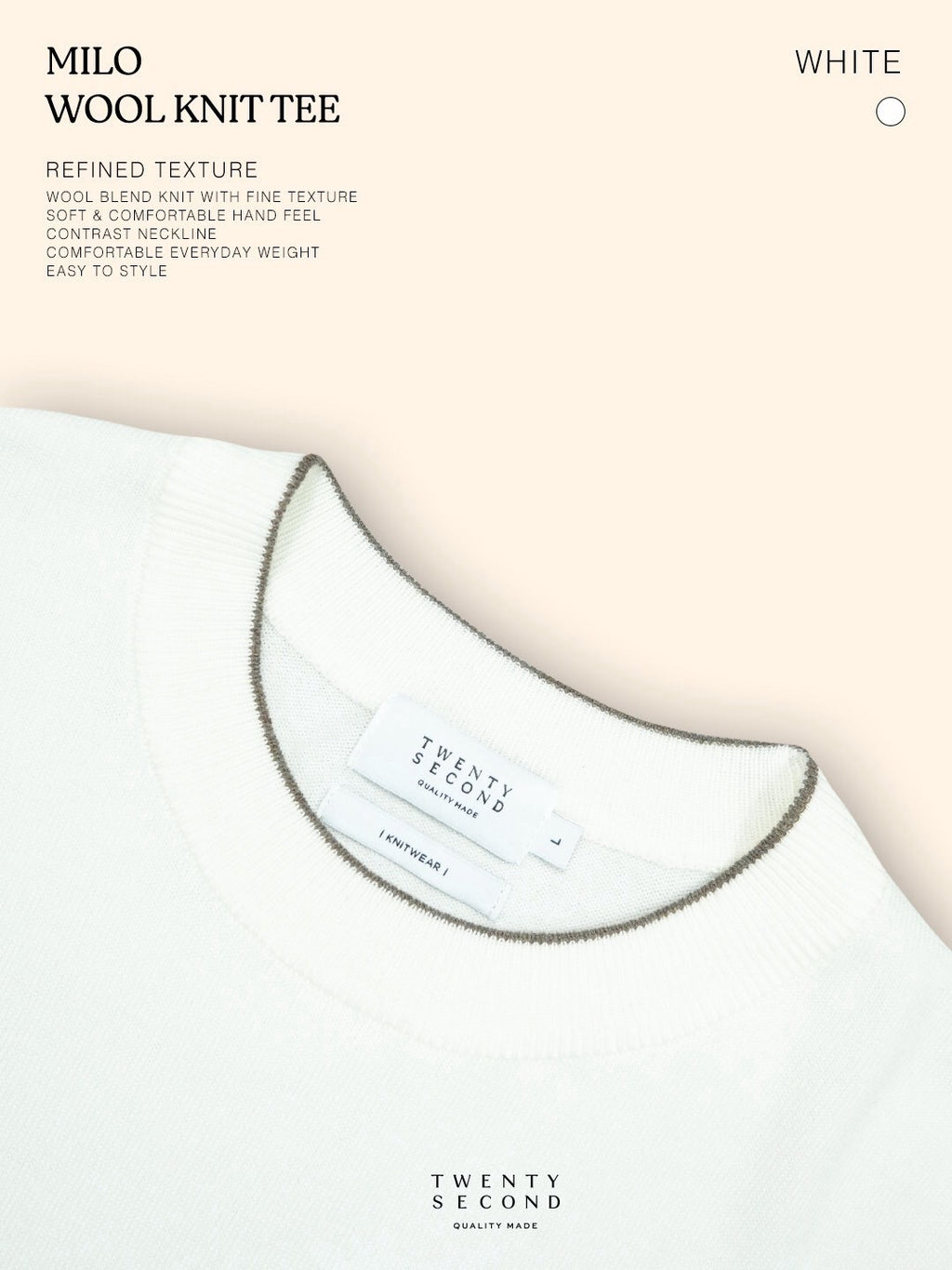MILO WOOL KNIT TEE - WHITE