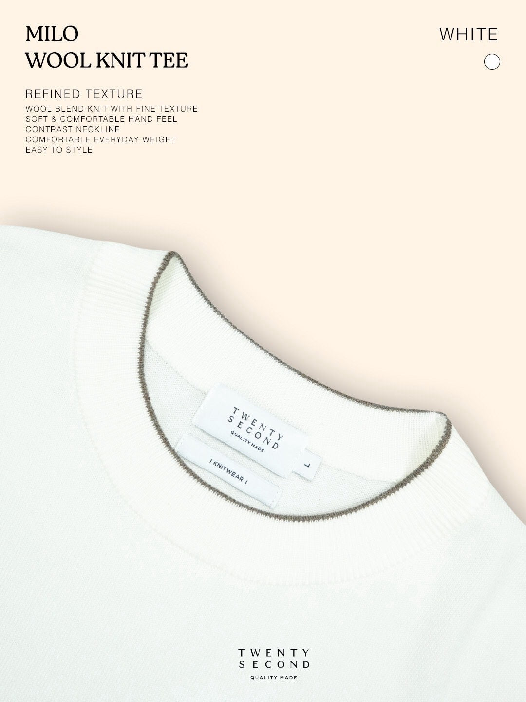 MILO WOOL KNIT TEE - WHITE