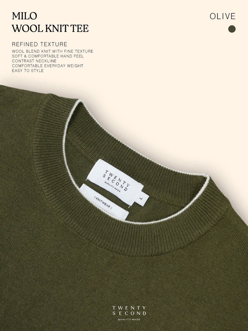 MILO WOOL KNIT TEE - OLIVE