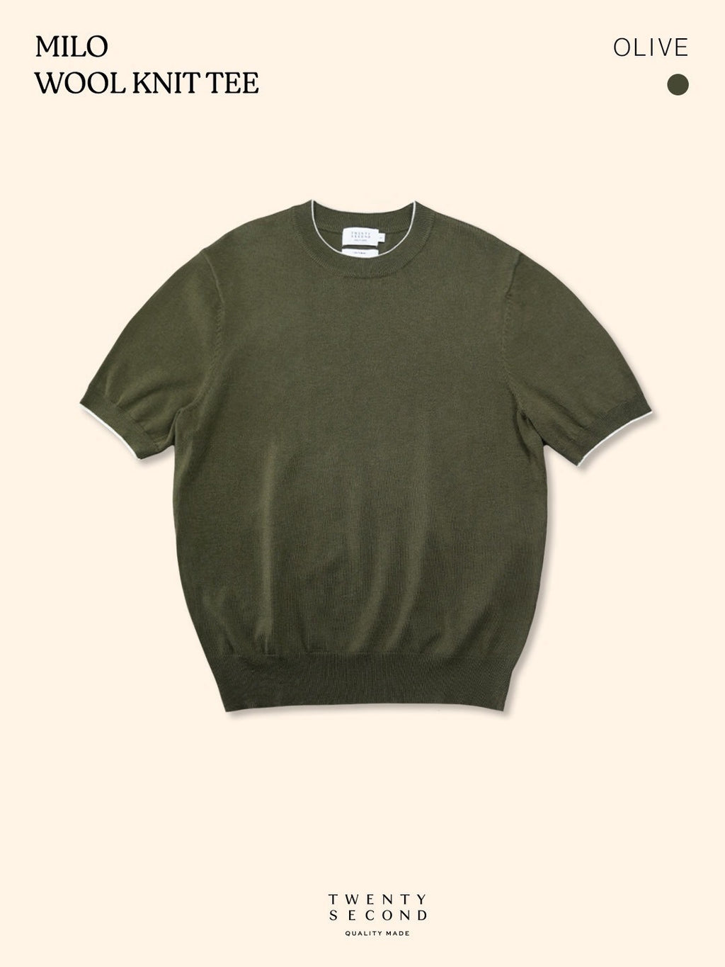 MILO WOOL KNIT TEE - OLIVE