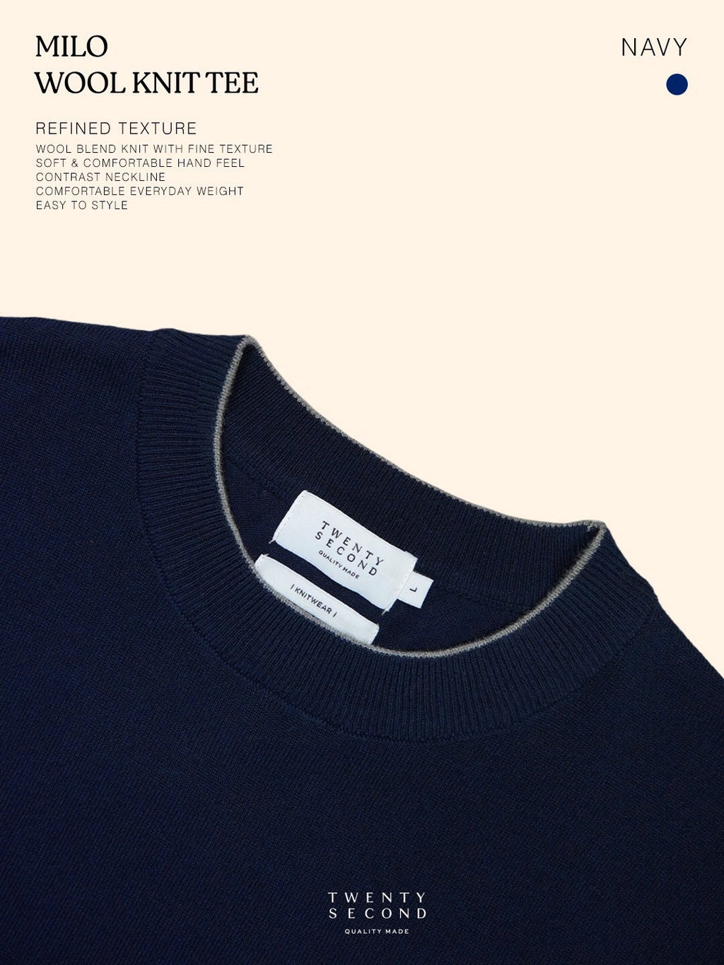 MILO WOOL KNIT POLO - NAVY