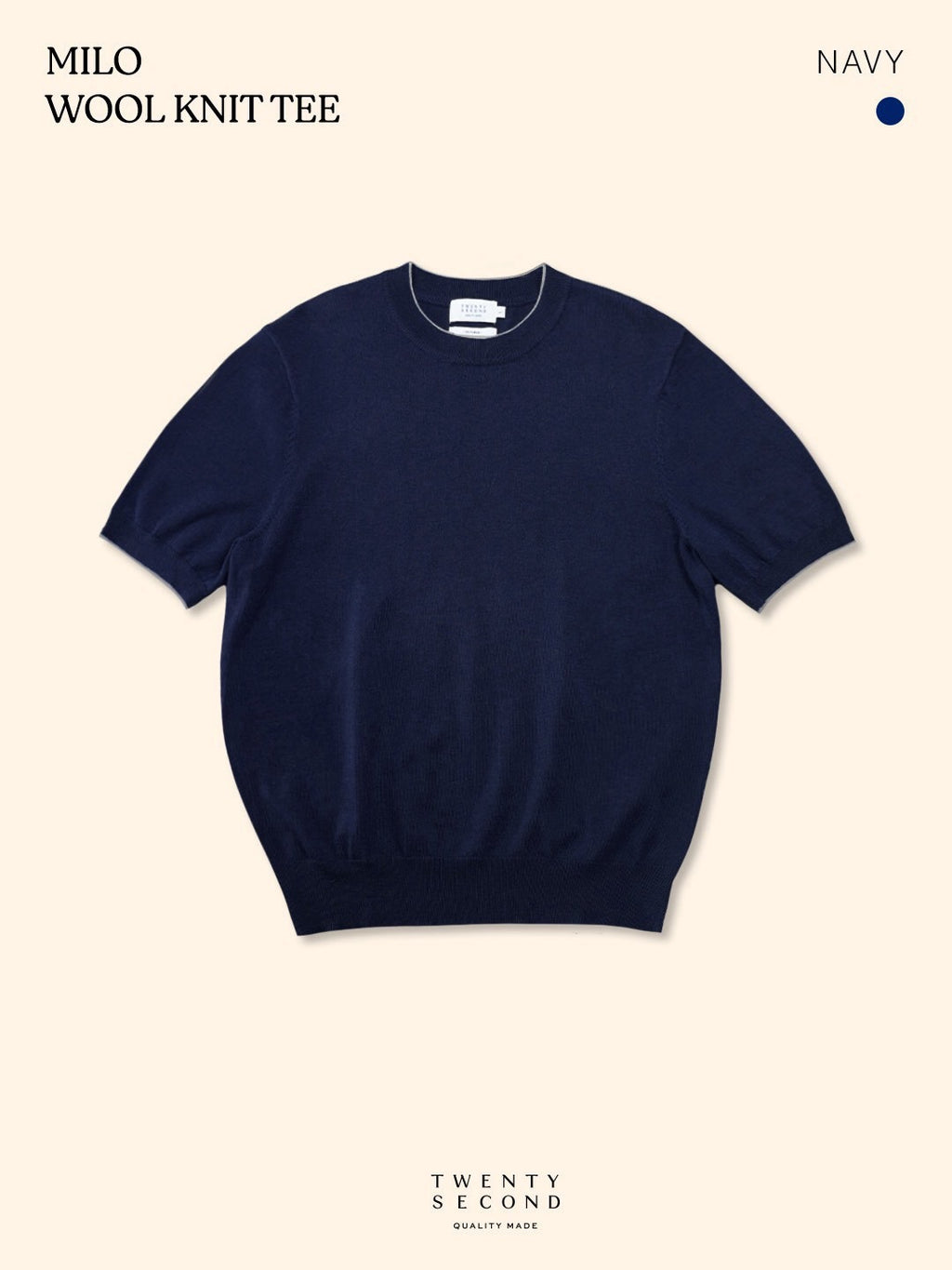 MILO WOOL KNIT POLO - NAVY