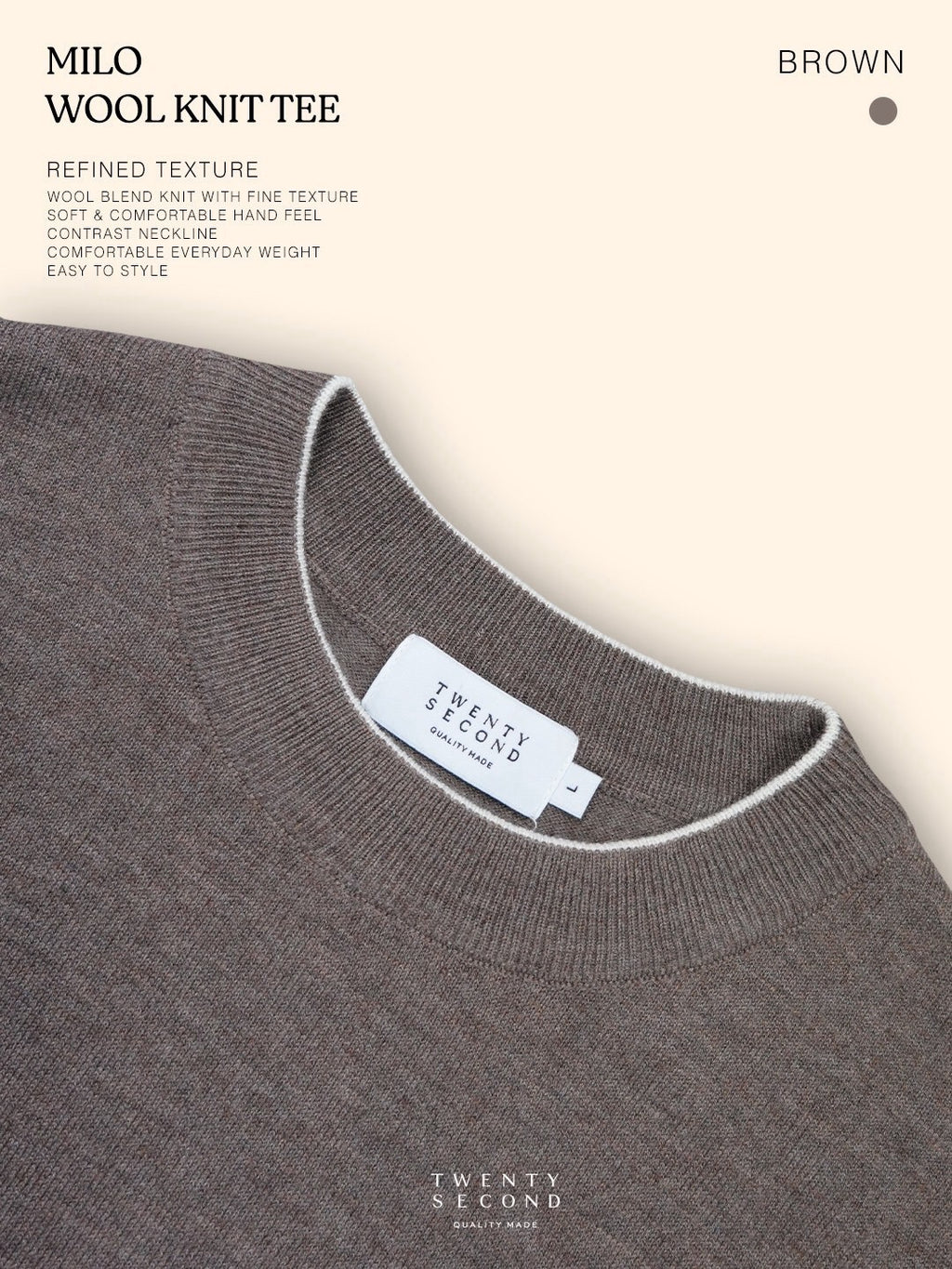 MILO WOOL KNIT TEE - BROWN