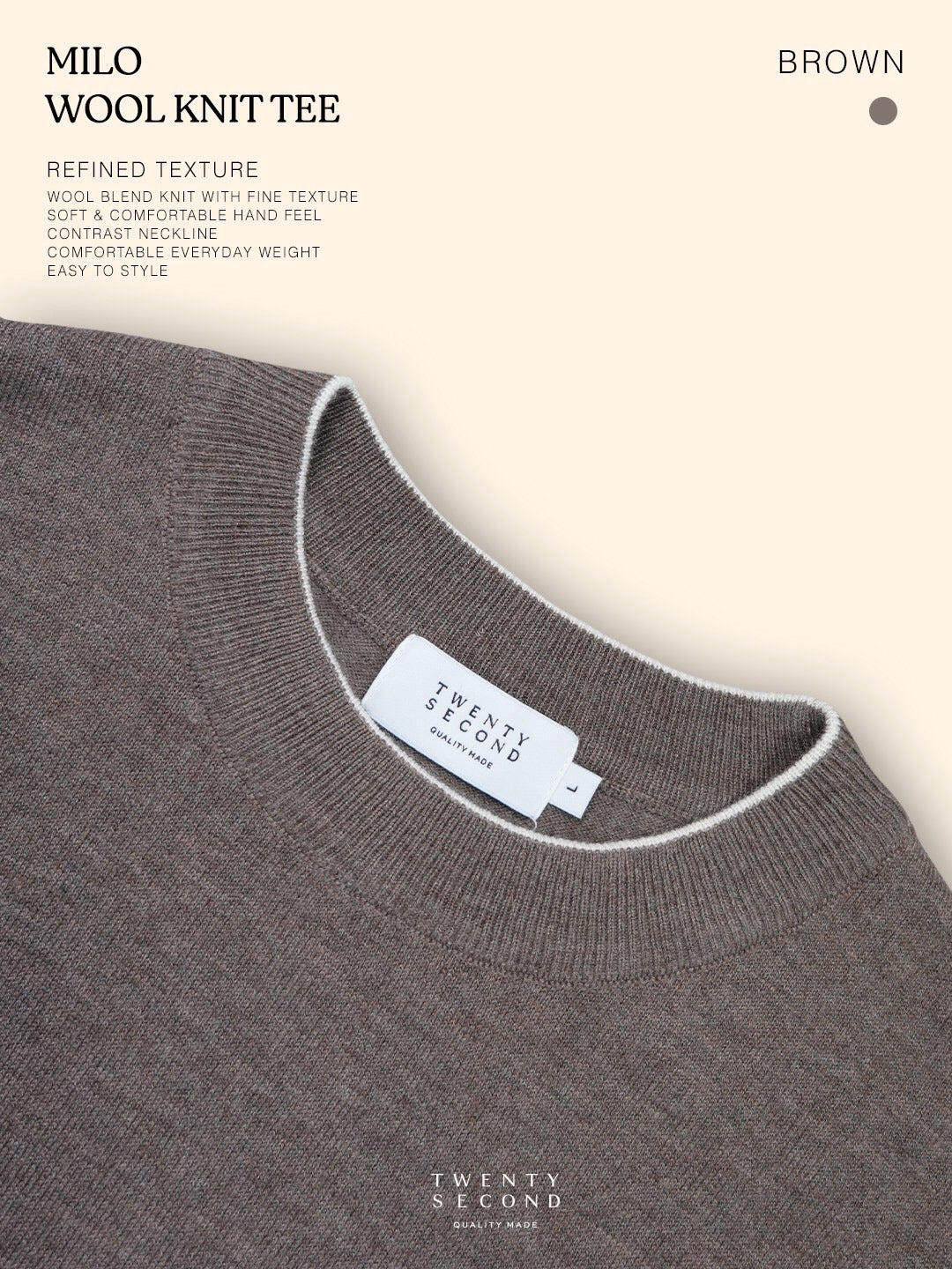 MILO WOOL KNIT TEE - BROWN