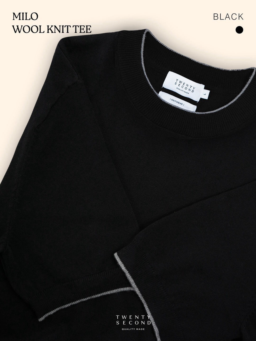 MILO WOOL KNIT TEE - BLACK