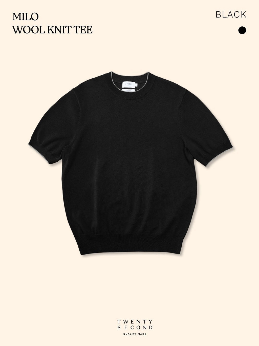MILO WOOL KNIT TEE - BLACK