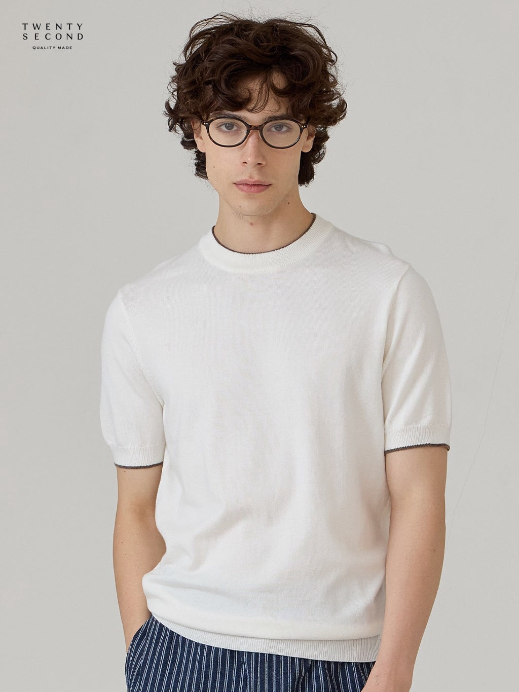 MILO WOOL KNIT TEE - WHITE