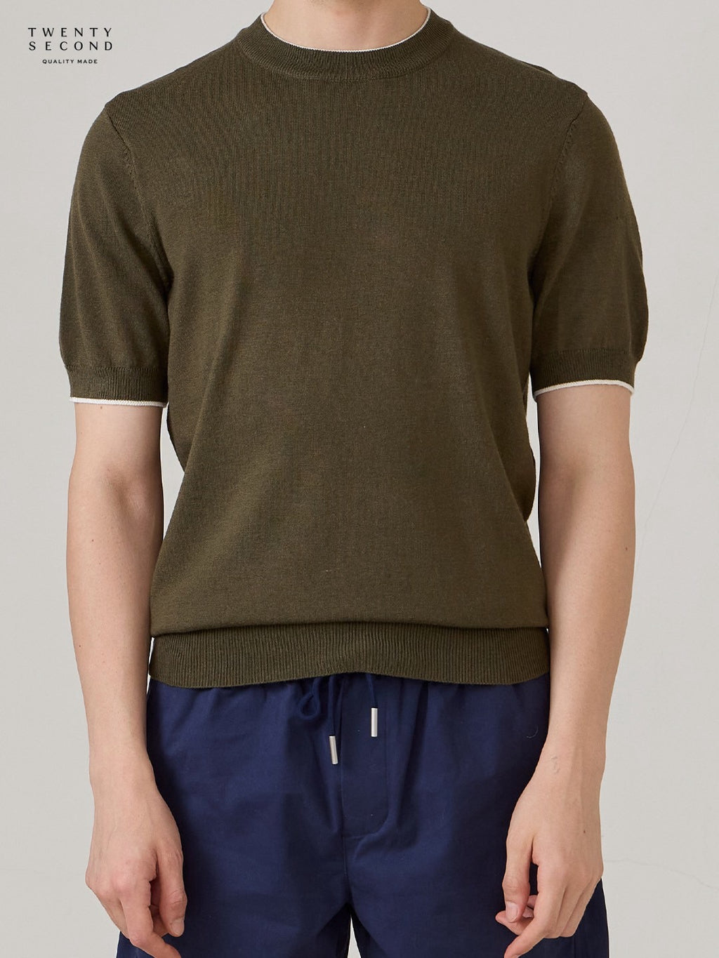 MILO WOOL KNIT TEE - OLIVE