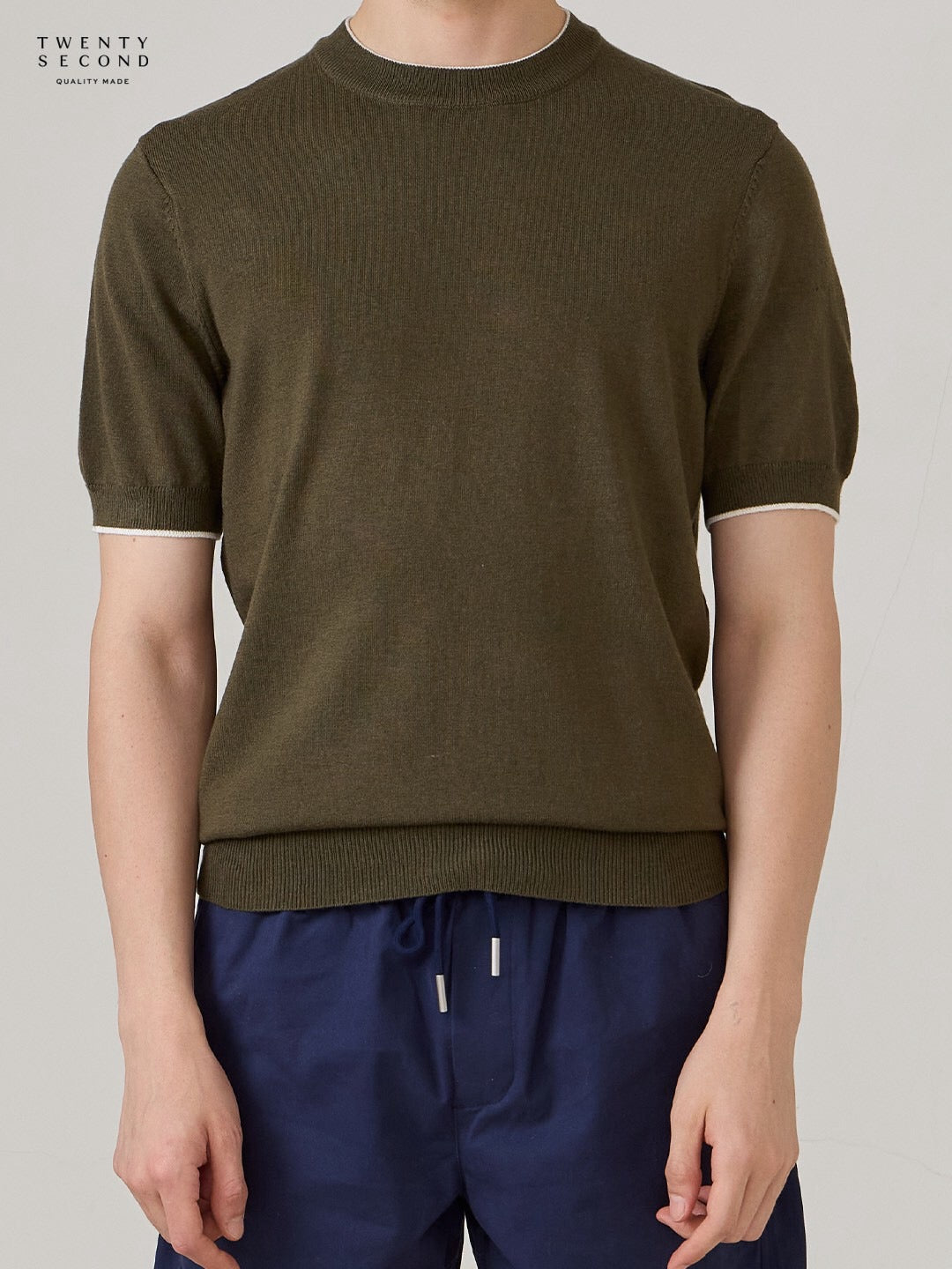 MILO WOOL KNIT TEE - OLIVE