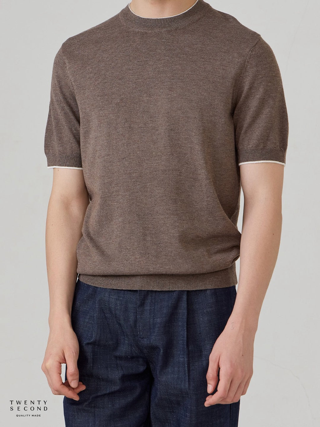 MILO WOOL KNIT TEE - BROWN