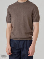 MILO WOOL KNIT TEE - BROWN