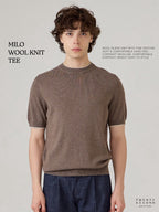 MILO WOOL KNIT TEE - BROWN