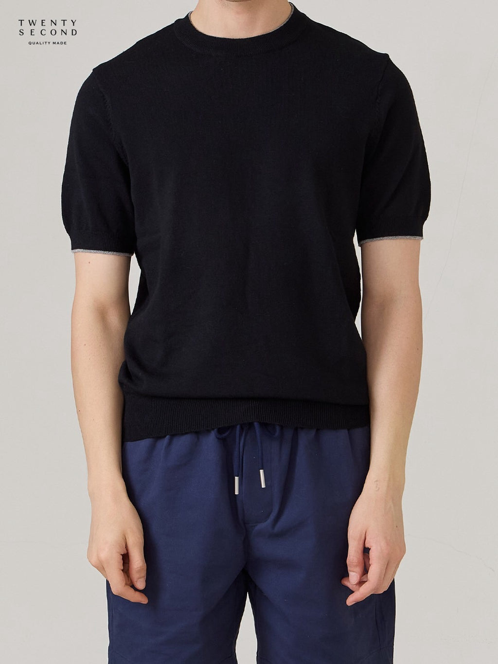 MILO WOOL KNIT TEE - BLACK