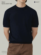 MILO WOOL KNIT POLO - NAVY
