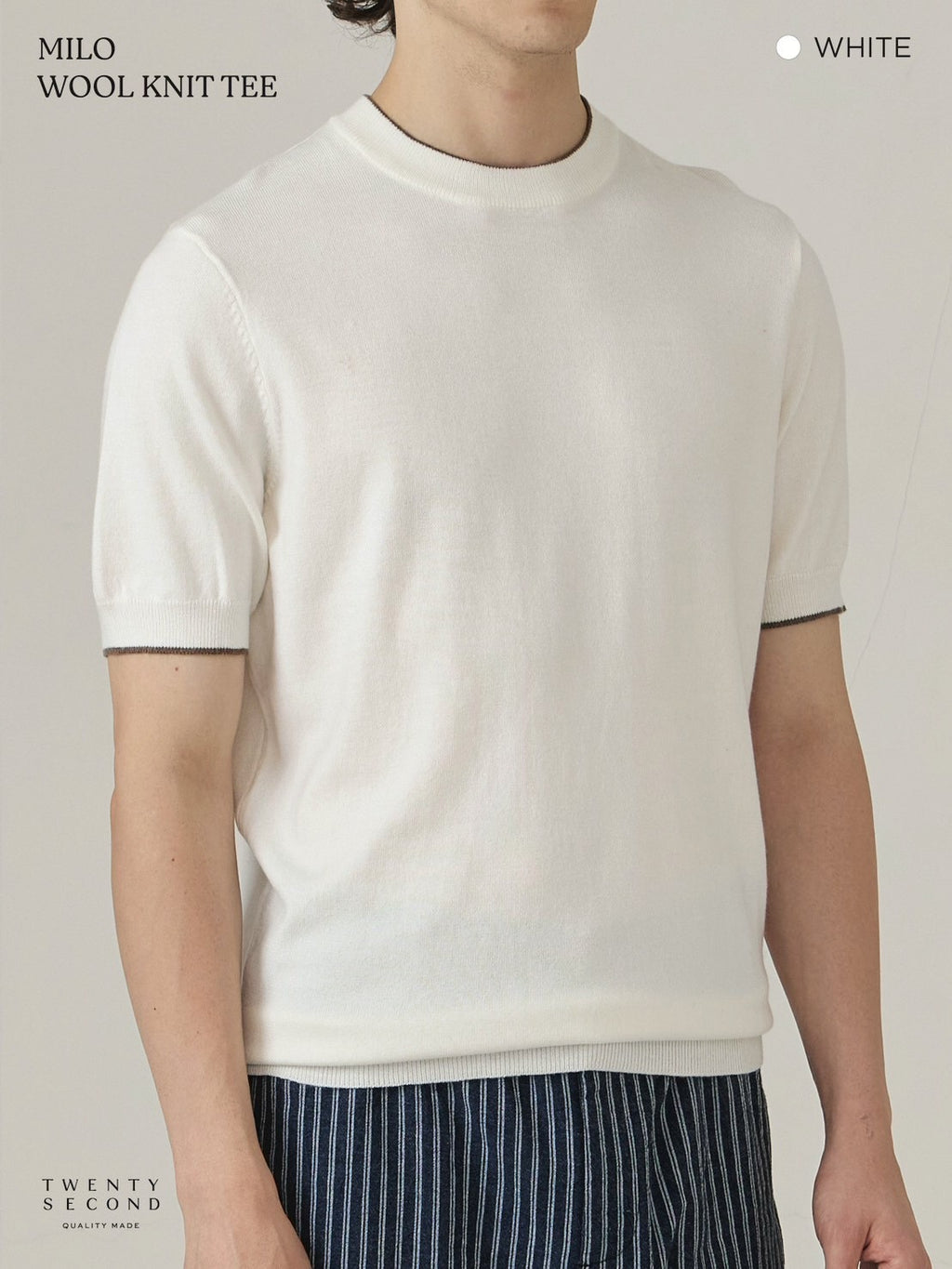MILO WOOL KNIT TEE - WHITE
