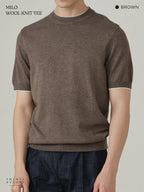 MILO WOOL KNIT TEE - BROWN