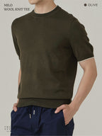MILO WOOL KNIT TEE - OLIVE