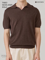 THEO WOOL KNIT POLO - BROWN