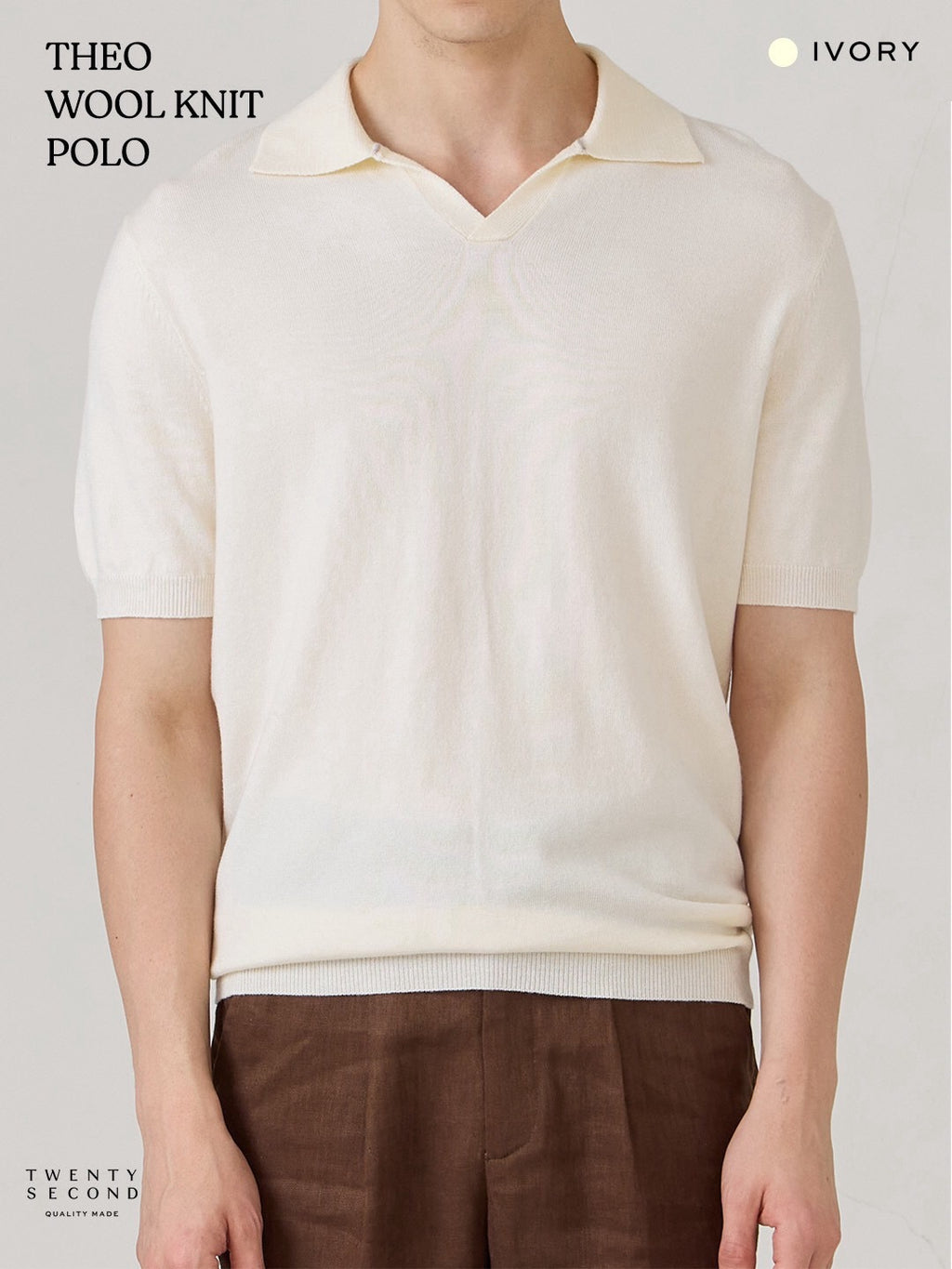 THEO WOOL KNIT POLO - WHITE