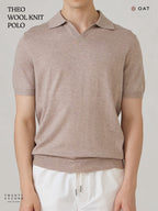 THEO WOOL KNIT POLO - OATMEAL