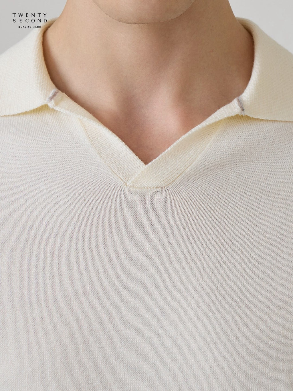 THEO WOOL KNIT POLO - WHITE