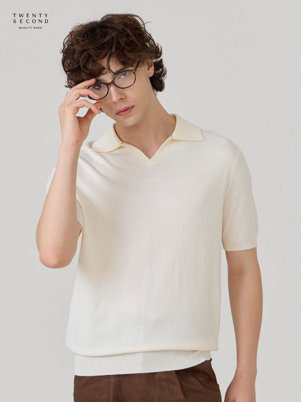 THEO WOOL KNIT POLO - WHITE