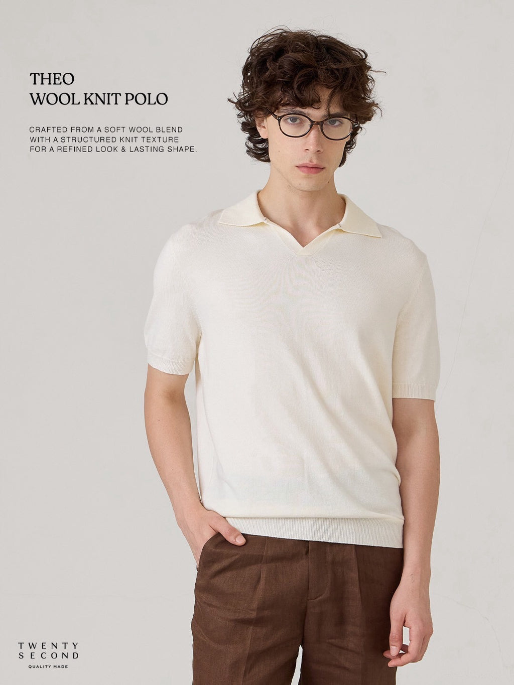 THEO WOOL KNIT POLO - WHITE