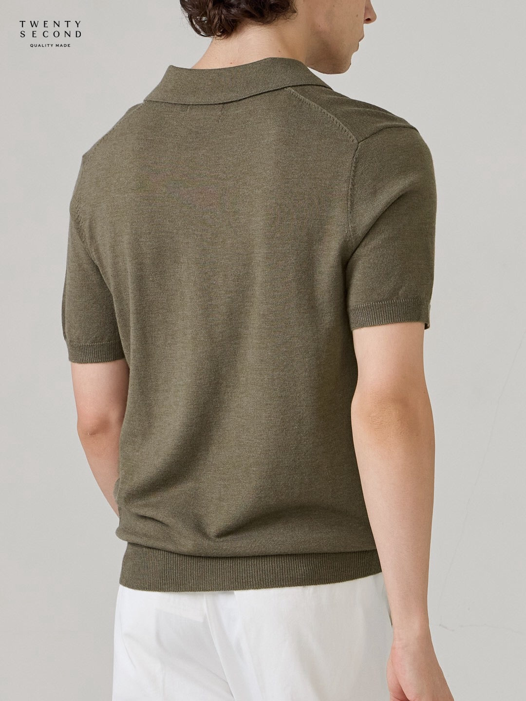 THEO WOOL KNIT POLO - OLIVE