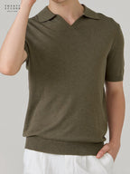THEO WOOL KNIT POLO - OLIVE