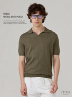 THEO WOOL KNIT POLO - OLIVE