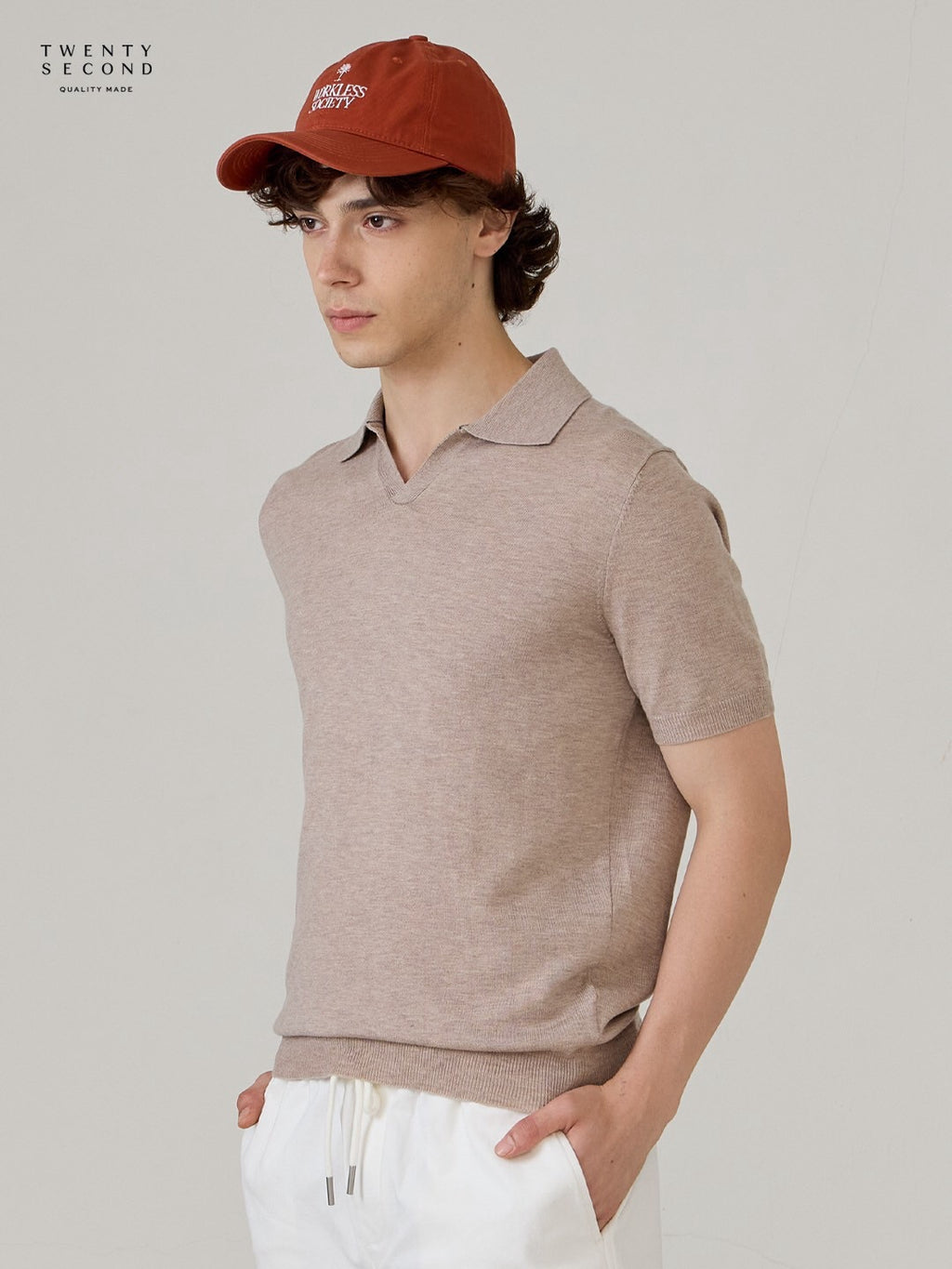 THEO WOOL KNIT POLO - OATMEAL