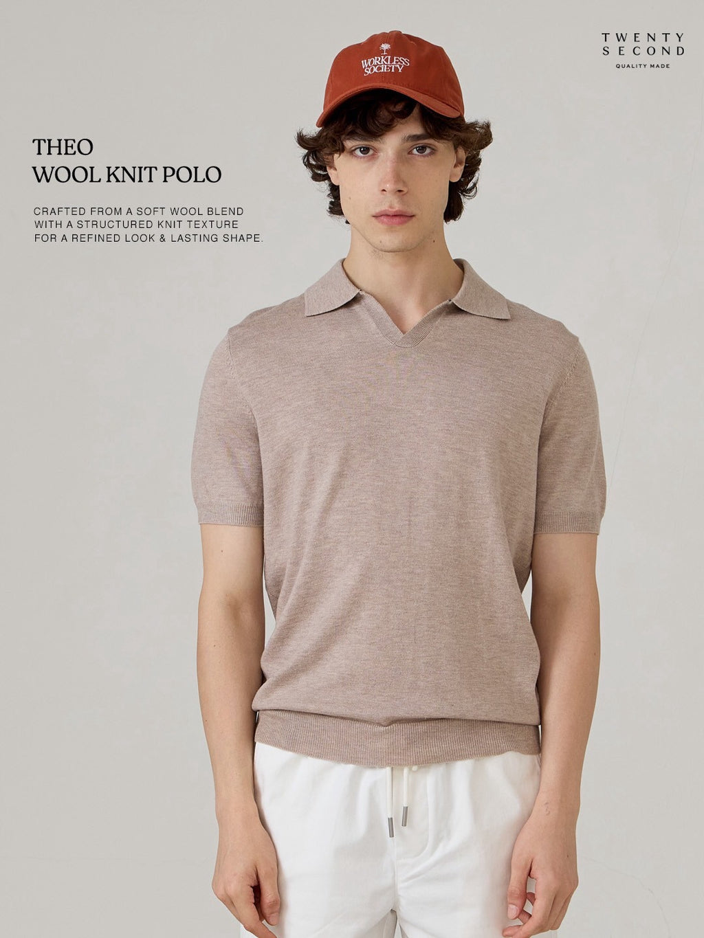 THEO WOOL KNIT POLO - OATMEAL