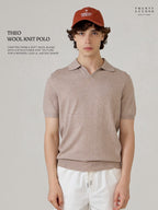 THEO WOOL KNIT POLO - OATMEAL