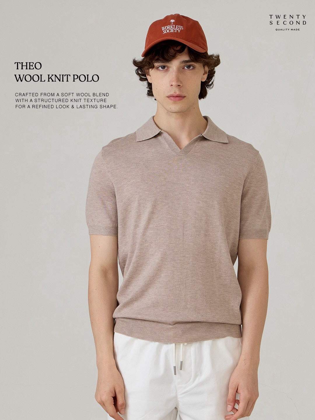 THEO WOOL KNIT POLO - OATMEAL