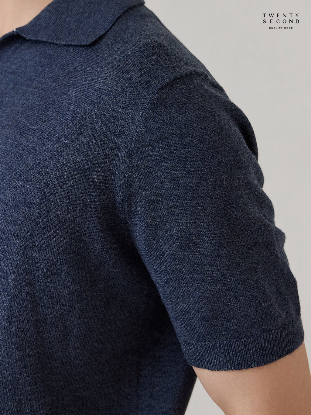 THEO WOOL KNIT POLO - NAVY