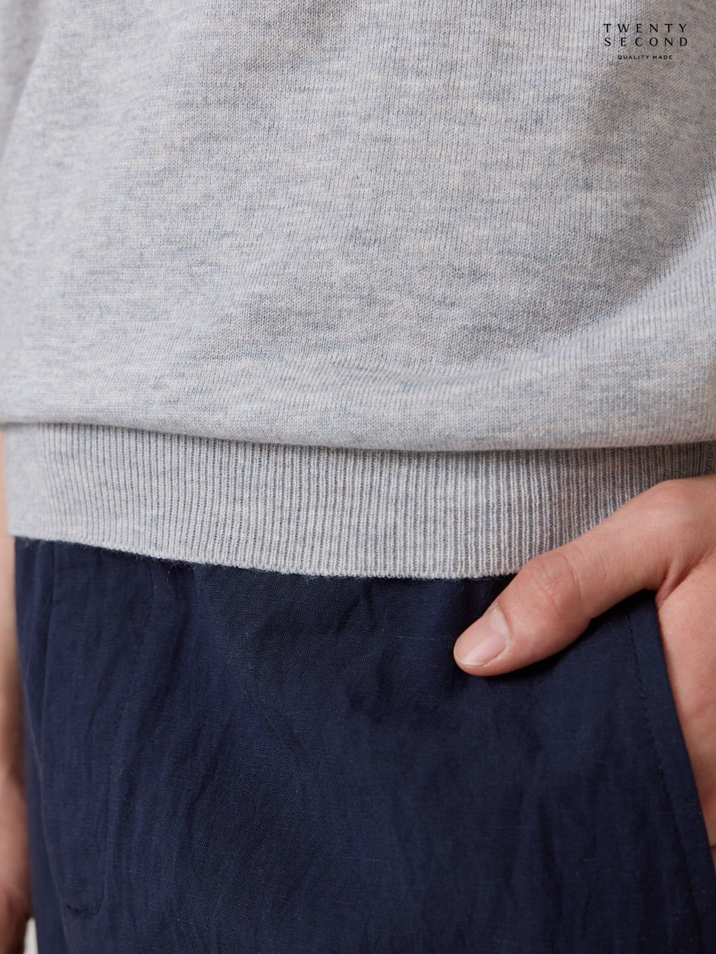 THEO WOOL KNIT POLO - GREY