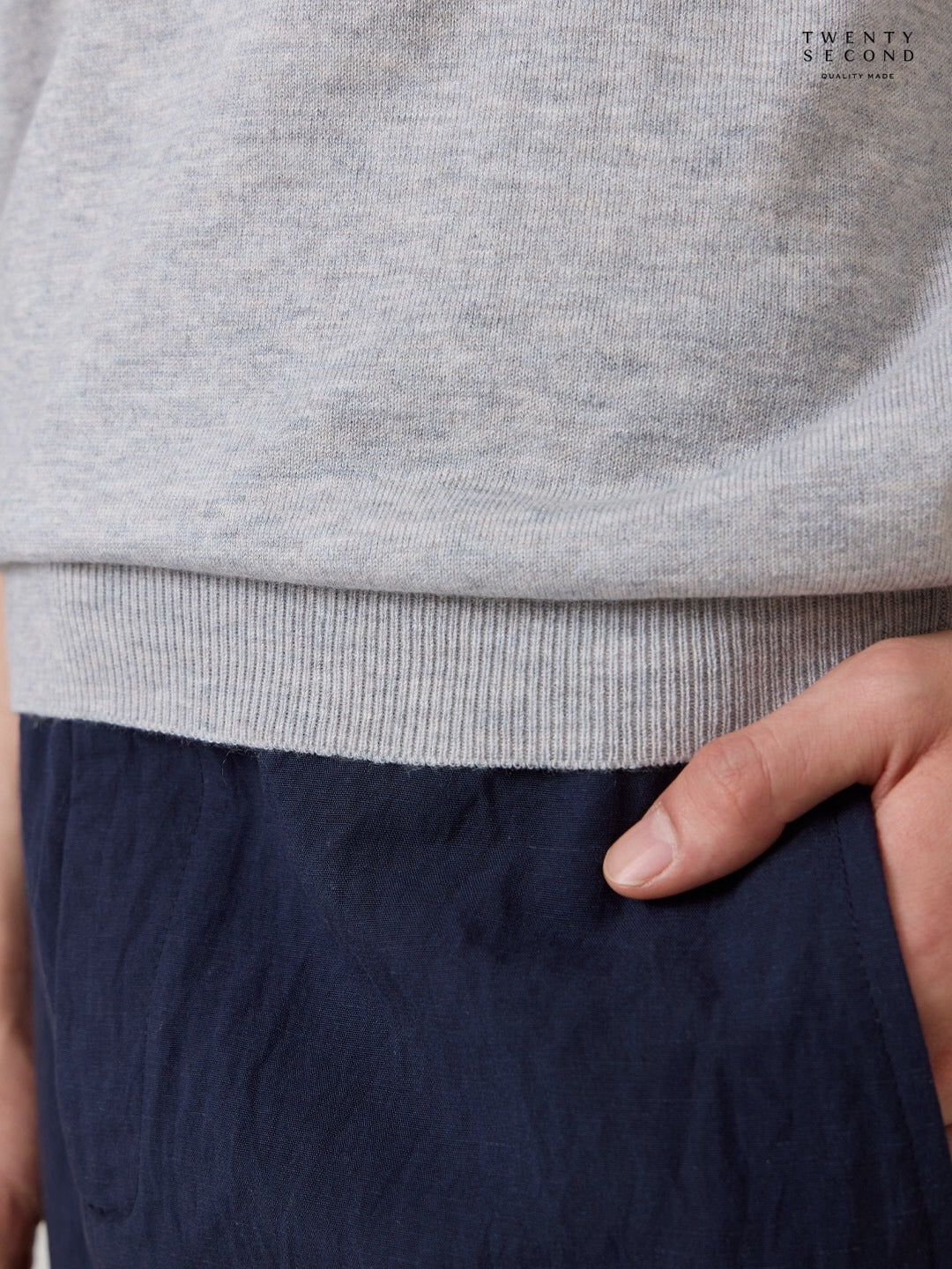 THEO WOOL KNIT POLO - GREY
