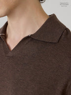 THEO WOOL KNIT POLO - BROWN
