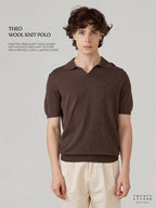 THEO WOOL KNIT POLO - BROWN