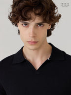 THEO WOOL KNIT POLO - BLACK