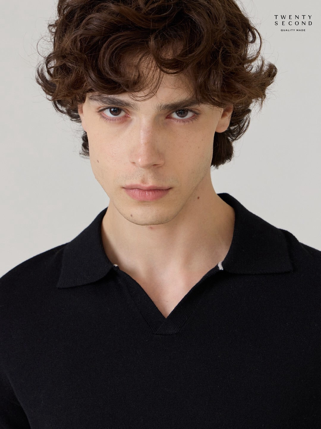 THEO WOOL KNIT POLO - BLACK